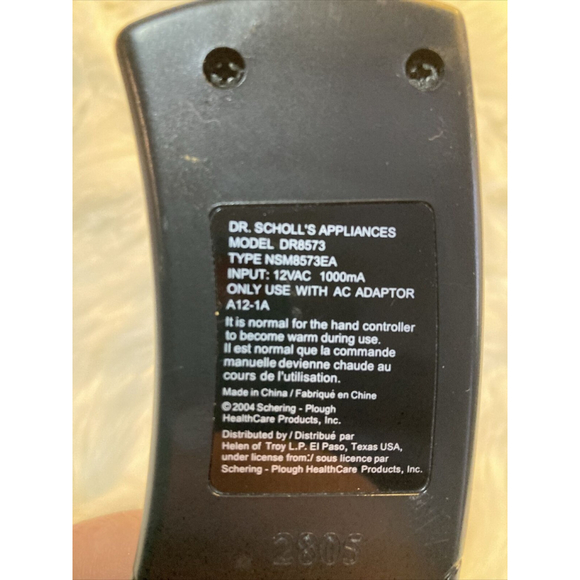 Dr Scholl’s Appliances Part Model DR8573 NSM8573EA OUTPUT A12-1A Input 12VAC - Picture 4 of 8